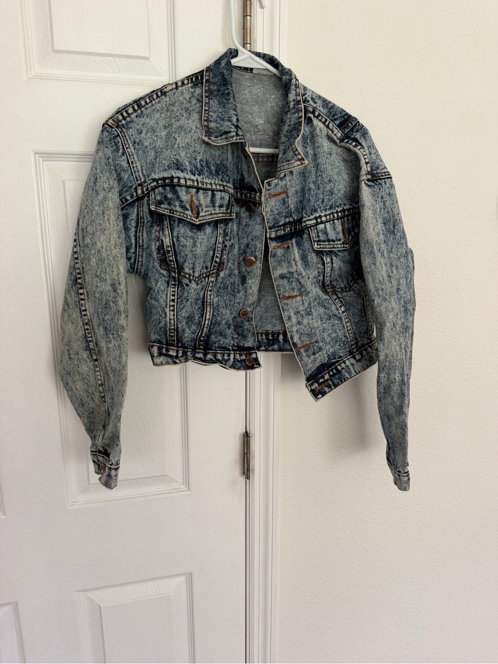 Vintage Rockland Acid Wash Denim Jacket Cropped Jean Trucker 80s Boho Small